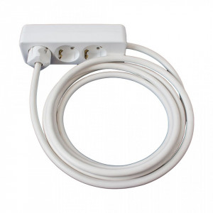 Prelungitoare Electrice, Prelungitor 3 prize 10 metri, cablu 3x2.5, max 16A, alb, Strohm - savelectro.ro
