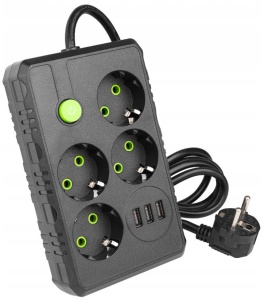Prelungitor 4 Prize, 2m, 3xUSB-A, cu Intrerupator [2]- savelectro.ro