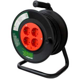 Prelungitoare Electrice, Prelungitor derulator 50m, 4 prize cu impamantare, cablu 3x1.5, Strohm - savelectro.ro