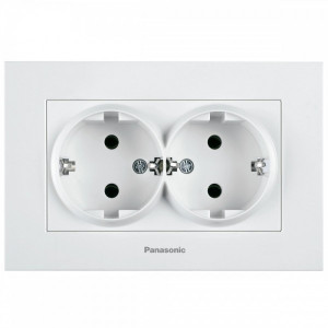 Prize si intrerupatoare, Priza dubla cu impamantare si protectie copii Karre Plus Panasonic, ST, alba - savelectro.ro