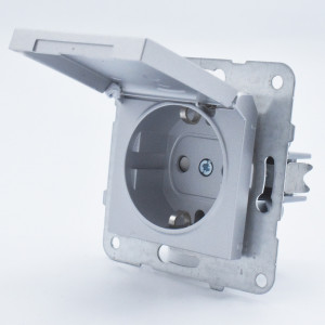 Priza simpla cu capac, 16A, protectie copii, IP20, Argintiu, Panasonic Arkedia Slim / Karre Plus