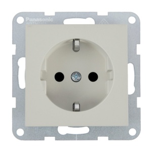 Prize si intrerupatoare, Priza simpla cu impamantare 16A, IP20, Sandstone, Panasonic Karre Plus 55 Soft Touch - savelectro.ro