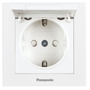Prize si intrerupatoare, Priza simpla cu impamantare si capac, protectie copii, 16A, IP20, Alb, Panasonic Karre Plus 55 - savelectro.ro