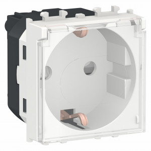 Prize si intrerupatoare, Priza standard german, cu obturatoare si capac, 16A, alba, Schneider Easy Styl - savelectro.ro