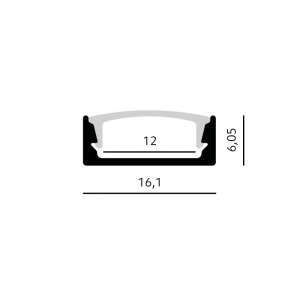 Profil Banda LED , Aplicat (PT) 16x6mm, Aluminiu + Alb, 2m, Kobi [3]- savelectro.ro