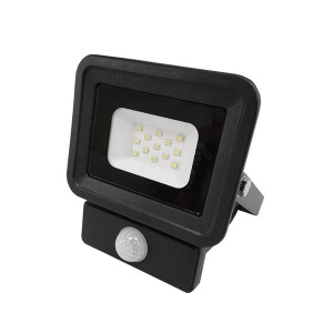 Proiector LED 10W, 850 lm, lumina calda (2700 K), senzor de miscare, IP65, negru, Optonica