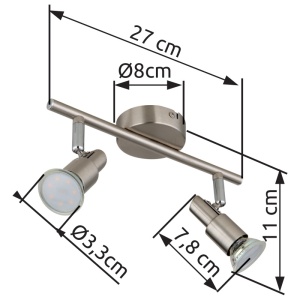 Spot aplicat Kinley, 2xGU10, IP20, nichel mat+crom, Globo Lighting [8]- savelectro.ro