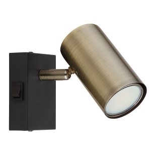 Spoturi, Spot aplicat Robby 1xGU10, orientabil, cu intrerupator, IP20, negru mat+alama, Globo Lighting - savelectro.ro