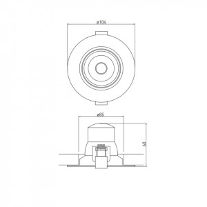 Dimensiuni Spot led rotund incastrat (ST) orientabil, 10W, lumina zilei 4200K, 800 lm, GTV