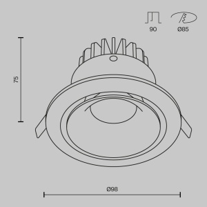 Spot LED 12W Incastrat, Maytoni, 830lm, Lumina Neutra (4000K), Negru [4]- savelectro.ro