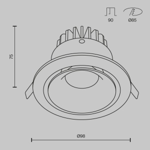 Spot LED 12W Incastrat, Maytoni, 950lm, Lumina Calda (3000K), Negru [4]- savelectro.ro