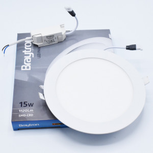 Spot led rotund incastrat 15W, 1120 lm, IP20, lumina calda (3000K), Ø190mm, alb, Braytron