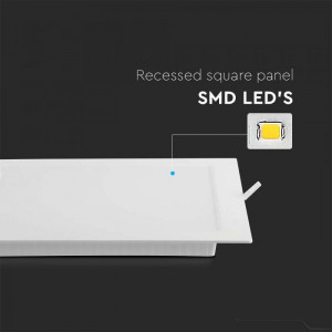 Spot LED 18W Incastrat, Patrat, V-TAC, 1850lm, Lumina Calda (3000K), Alb [4]- savelectro.ro