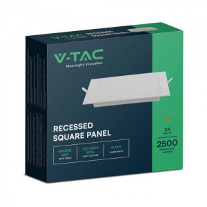 Spot LED 24W Incastrat, Patrat, V-TAC, 2500lm, Lumina Calda (3000K), Alb [6]- savelectro.ro