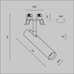 Spot LED 6W Incastrat, Maytoni, 270lm, Lumina Calda (3000K), Negru [4]- savelectro.ro