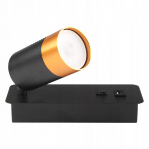 Spot orientabil Klemens, 1 bec, dulie GU10, USB 5V 2A, cu intrerupator, negru si auriu, Masterled [7]- savelectro.ro