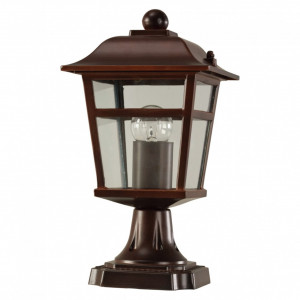Stalpi iluminat exterior, Stalp pentru exterior Colorado, 1 bec, dulie E27, maro, transparent, sticla, Klausen - savelectro.ro