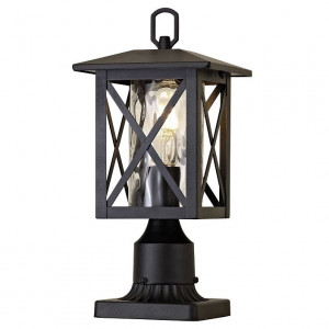 Stalpi iluminat exterior, Stalp pentru exterior Hardy, 1 bec, dulie E27, negru, transparent, sticla, Klausen - savelectro.ro