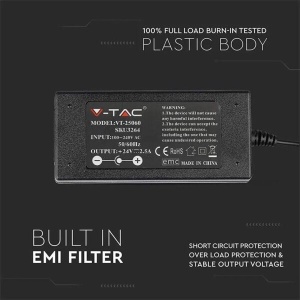 Sursa Alimentare LED V-TAC, 60W, 24V, 2.5A, IP44, plastic [7]- savelectro.ro