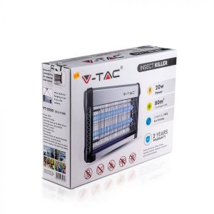 Aparat anti insecte V-TAC VT-3220, 20W, AC 220-240V, aluminiu, EU plug, 80m2 [2]- savelectro.ro