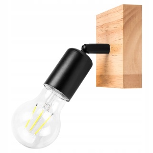 Aplice, Aplica de perete Eos E27 negru si lemn, Masterled - savelectro.ro