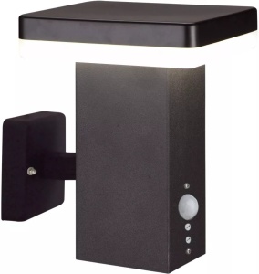 Klausen Stoc, Aplica exterior cu senzor de miscare Calgary 1 KL6270, 11W, 4000K, negru + inox, IP44, stil modern, Klausen - savelectro.ro