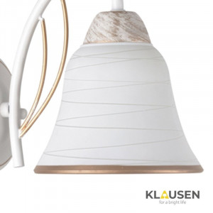 Aplica Kelly, 1 bec, dulie E27, cu intrerupator, alba, aurie, metal, sticla, Klausen [2]- savelectro.ro
