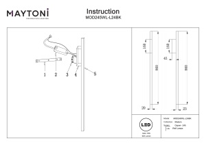 Aplica LED Halo MOD245WL-L24BK, 15W, 520lm, lumina calda+neutra, IP20, neagra, Maytoni [3]- savelectro.ro