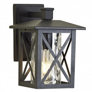 Aplica pentru exterior Hardy, 1 bec, dulie E27, neagra, transparenta, sticla, Klausen [1]- savelectro.ro