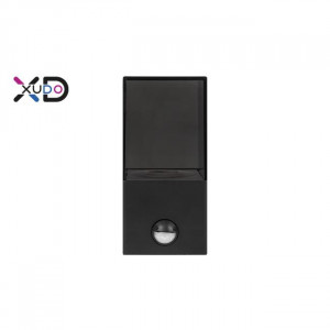 Aplica pentru exterior Xudo, senzor de miscare, 1xE27, negru+fumuriu [3]- savelectro.ro