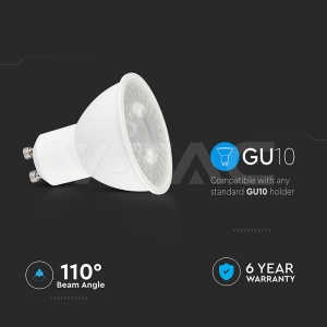 Bec LED 7.5W(70W), GU10, 610lm, lumina calda (3000 K), cip CREE, IP20, alb, V-TAC [3]- savelectro.ro