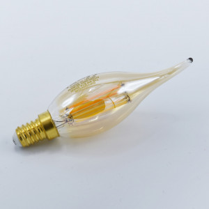 Bec led flacara Vintage filament 4W (35W), E14, 400lm, lumina calda (2500K), auriu, Optonica