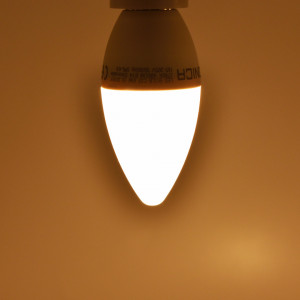 Bec led lumanare 6W (32W), E14, 480lm, dimabil, lumina calda (2700K), opal, Optonica
