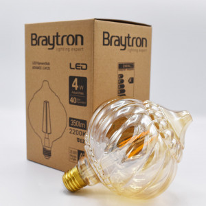 Bec led Vintage Edison 4W (40W), E27, LM125, 350 lm, lumina calda (2200K), auriu, Braytron