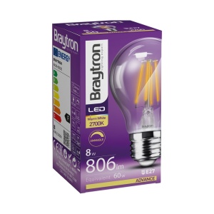 Bec led Vintage 8W (60W) Braytron, A60, E27, 806lm, dimabil, lumina calda (2700K), clasa energetica F [3]- savelectro.ro