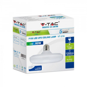 Bec UFO LED, Cip Samsung, E27, 36W(170W), 2900lm, lumina rece 6400K, alb, V-TAC [3]- savelectro.ro