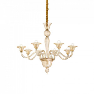 Corpuri de iluminat, Candelabru Brigitta 199412, 8xE14, ambra+transparent, IP20, Ideal Lux - savelectro.ro