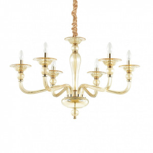 Corpuri de iluminat, Candelabru Danieli 159942, 6xE14, ambra+transparent, IP20, Ideal Lux - savelectro.ro