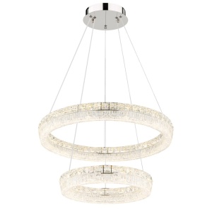 Candelabre, Candelabru LED Laurel 60W, 4900 lm, lumina calda/neutra/rece, cristale, Ø60 cm, telecomanda, dimabil, crom, Globo Lighting - savelectro.ro