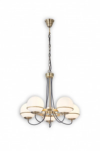Candelabru Serinity, 5 becuri, dulie E14, alb, negru si auriu, metal, sticla, Klausen [3]- savelectro.ro