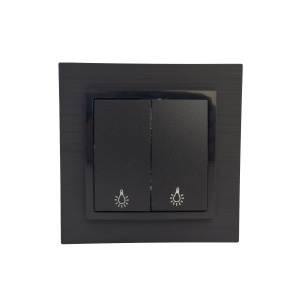 Prize si intrerupatoare Olbia, Intrerupator dublu cu revenire, negru, 10A, Olbia Titan - savelectro.ro