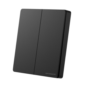 Priza si intrerupatoare aplicate, Intrerupator wireless dublu fara baterii – Set complet RF, negru, Optonica - savelectro.ro