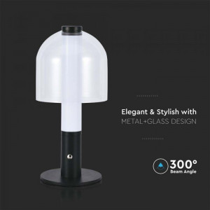 Lampa de birou LED 7988-VT, dimabil, cu intrerupator, 2W, 100lm, lumina calda, neutra, rece, neagra+transparenta, IP20, V-Tac [6]- savelectro.ro