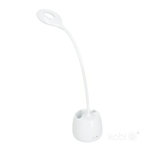 Lampa de birou LED LUSIA 5W, 4000K, portabila, acumulator, suport telefon si pixuri, alba, Kobi [6]- savelectro.ro