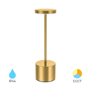 Lampa de masa LED Luxe-1, 2W, 150 lm, lumina calda/neutra/rece, reincarcabila USB-C, dimabila, IP44, aurie, Braytron