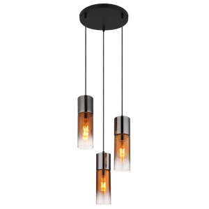 Lustre, Lustra Annika 3xE27, IP20, negru mat, sticla cupru, Globo Lighting - savelectro.ro