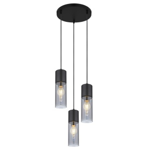 Lustre, Lustra Annika 3xE27, IP20, negru mat, sticla fumurie, Globo Lighting - savelectro.ro