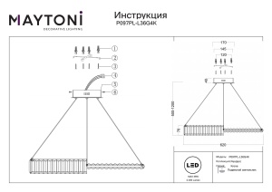 Lustra LED Krone P097PL-L36G4K, 36W, 2400lm, lumina neutra, IP20, aurie+transparenta, Maytoni [5]- savelectro.ro