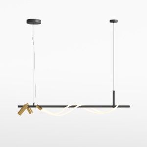 Lustre, Lustra LED Tau MOD166PL-L30GB3K, 42W, 1500lm, lumina calda, IP20, neagra+aurie, Maytoni - savelectro.ro