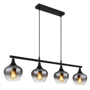 Lustra Maxy 15548-4H1, 4xE27, IP20, negru mat/fumuriu, Globo Lighting